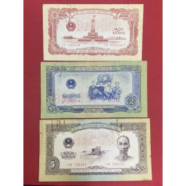 Bộ 3 tờ Bạc Giả - 1958 - 1 đồng/2 đồng/5 đồng 