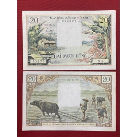 Miền Nam -20 đồng 1956 - Cây chuối - Cảnh cầy ruộng -Southern - 20 DONG 1956 - Banana tree - Field p