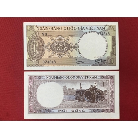 Miền Nam - 1 đồng 1964 - Máy cày (Bóng chìm: Bụi trúc) -Southern- 1 dong 1964 - Plow (Watermark: Bam