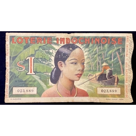 Vé số Đông Dương năm 1939  - Premium Series - Sử dụng 3 Nước -Việt Nam - Laos - Campuchia- Indochina
