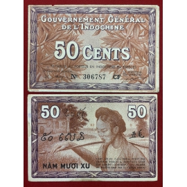 French Indochina - 50 cents 1939 - Cô gái Nam Bộ - French Indochina - 50 cents 1939 - Southern girl