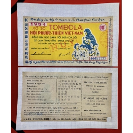 Giả Xưa - Vé số từ thiện 1954 TOMBOLA 