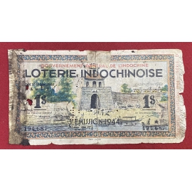 Vé số Đông Dương năm 1944-Series D - Sử dụng 3 Nước -Việt Nam - Laos - Campuchia- Indochina Lottery 