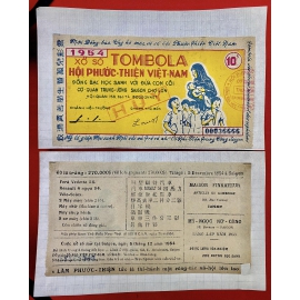 Giả Xưa - Vé số từ thiện 1954 TOMBOLA 