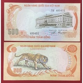 Miền Nam - 500 đồng 1972 - Con Cọp (Bóng chìm: Cô gái) -Southern - 500 Dong 1972 - Tiger (Watermark: