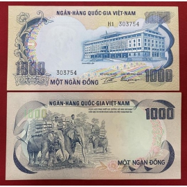 Miền Nam - 1000 đồng 1972 - Con Voi (Bóng chìm: Cô gái) - Southern - 1000 dong 1972 - Elephant (Wate