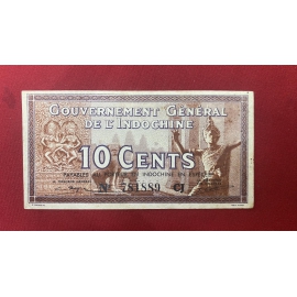 French Indochina - 10 cents 1939 - Chợ và voi- Chữ ký 2  -French Indochina - 10 cents 1939 - Market 