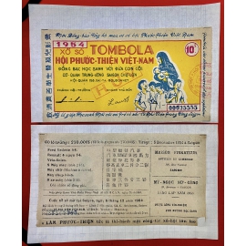 Giả Xưa - Vé số từ thiện 1954 TOMBOLA 