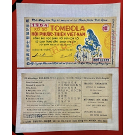 Giả Xưa - Vé số từ thiện 1954 TOMBOLA 