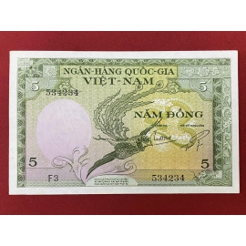 Miền Nam - 5 đồng 1955 - Con phụng - Trâu cày ruộng -Southern - 5 dong 1955 - Phoenix - Buffalo plow