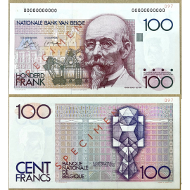  Bỉ - Belgium SPECIMEN, 100 Francs - Năm: 1980