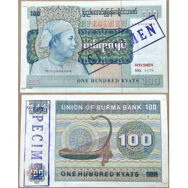  BURMA SPECIMEN, 100 Kyats - Năm: 1976